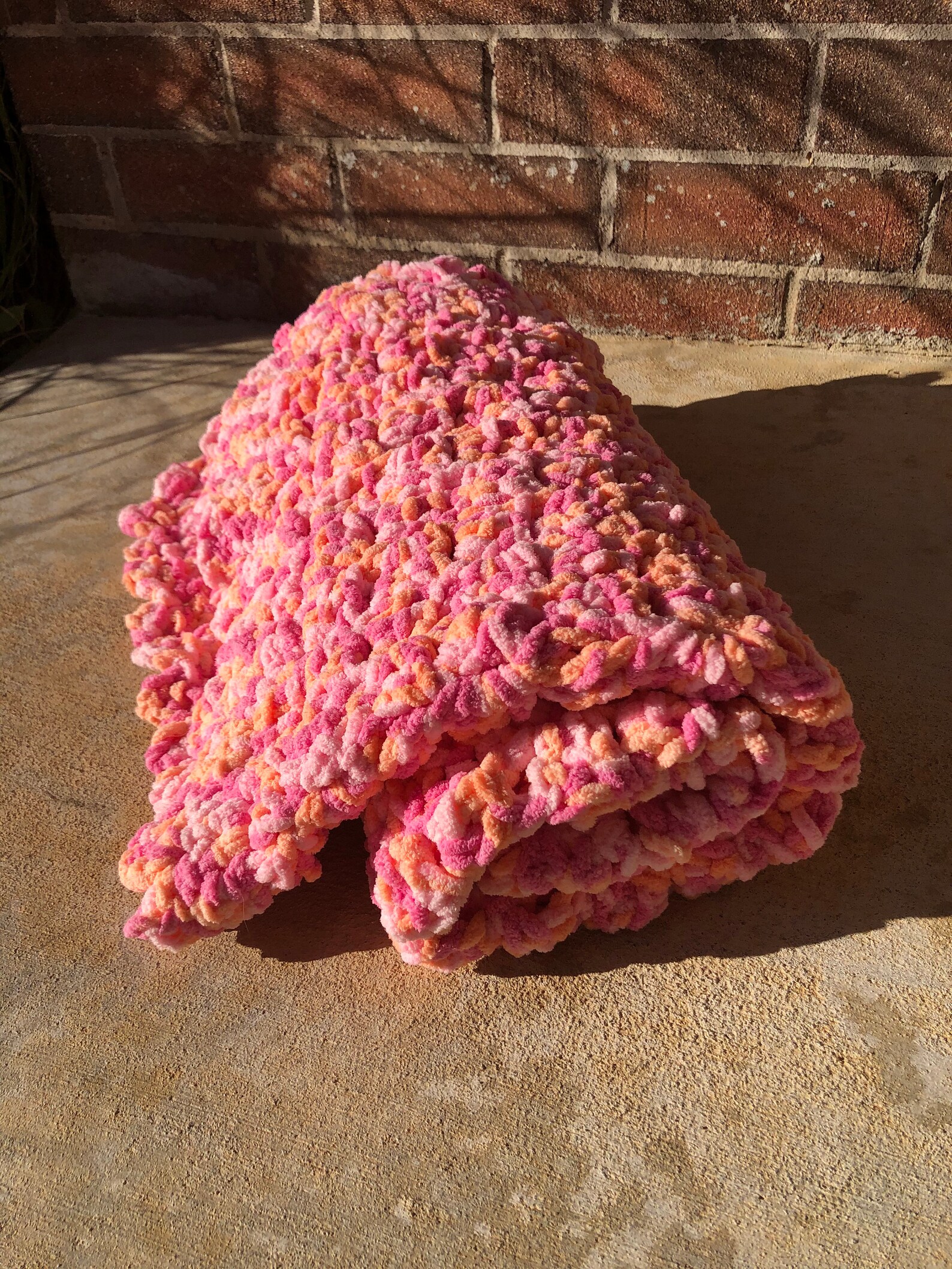 Pink and Orange Crochet Baby Blanket Etsy