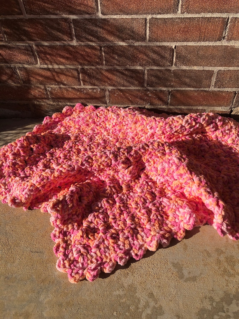 Pink and Orange Crochet Baby Blanket Etsy