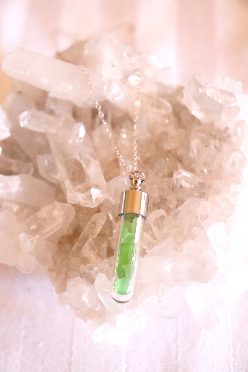 Sea Glass Vial Pendant Necklace Beach Glass Mother\u2019s Day Sea Glass Jewelry Beach Jewelry Sea Glass Sea Glass Pendant Vial Necklace