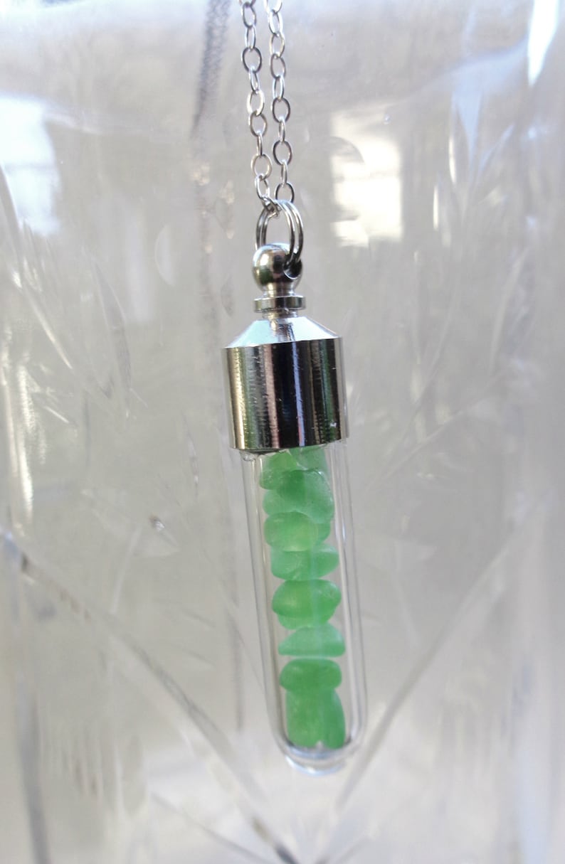 Sea Glass Vial Pendant Necklace Beach Glass Mother\u2019s Day Sea Glass Jewelry Beach Jewelry Sea Glass Sea Glass Pendant Vial Necklace