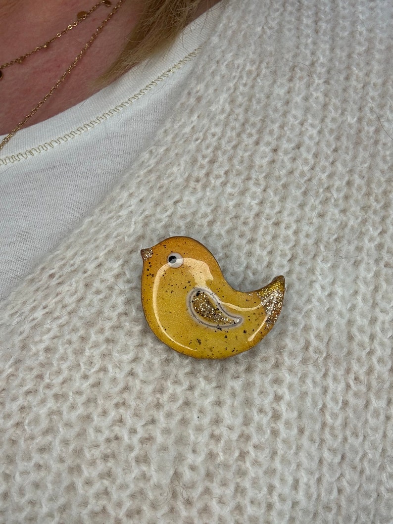 Yellow canary bird brooch image 3