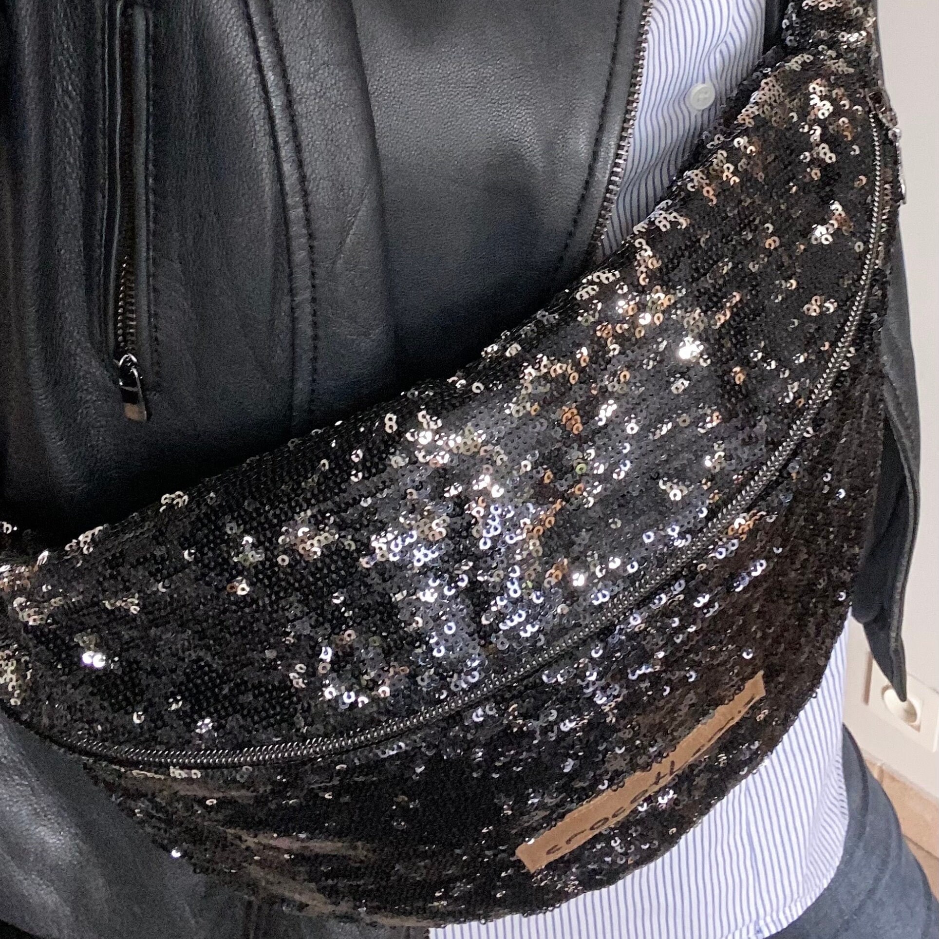 XL Black Reversible Silver Sequins Fanny Pack Etsy