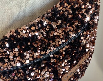 Sac banane xl sequins bronze marron clair