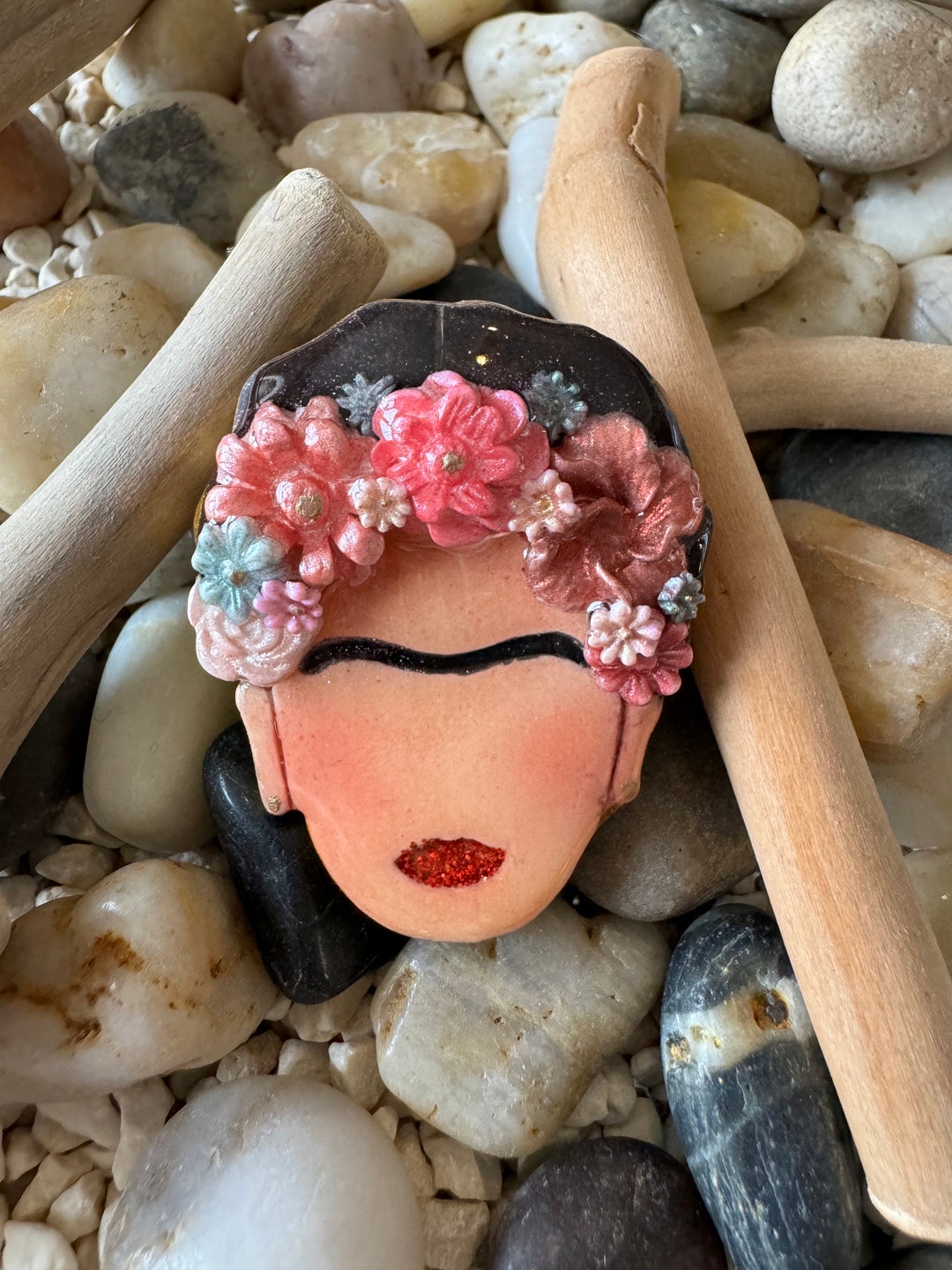Broche Camée Frida Kahlo - Bijou Vintage Fait Main, Acier Et Bronze, Neuf Avec étiquettes