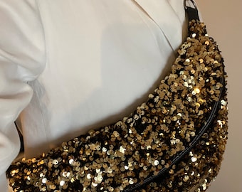 Sac banane xl sequins dorés