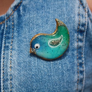 Broche oiseau bleu vert image 4