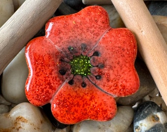 Broche coquelicot rouge