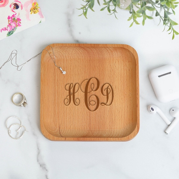 Personalized Valet Tray, Catch All Tray, Jewelry Dish, Engraved Wooden Valet Tray, Catchall Tray, Anniversary Gift, Gift For Her