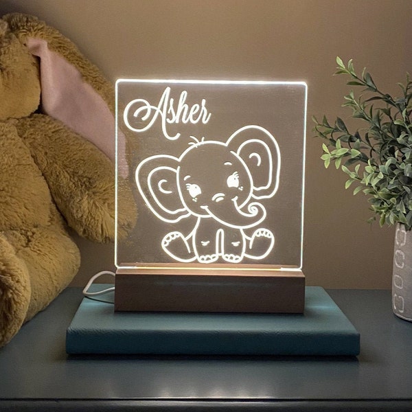 Elephant Night Light, Night Light, Kids Bedroom, Nursery Night Light, Personalized Night Light, Childs Playroom, Gift For Kids