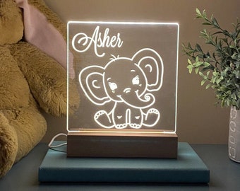 Elephant Night Light, Night Light, Kids Bedroom, Nursery Night Light, Personalized Night Light, Childs Playroom, Gift For Kids