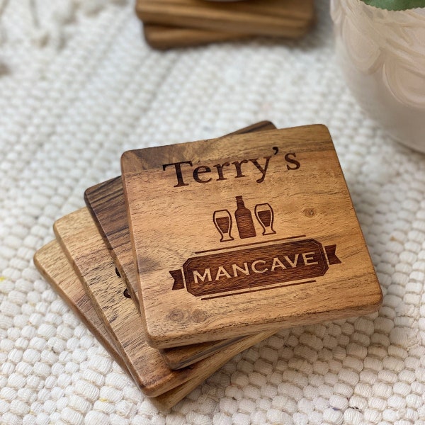 Personalized Wood Coasters Set of 4, Wooden Coasters, Anniversary Gift, Custom Coasters, Christmas Gift, Wedding Gift,