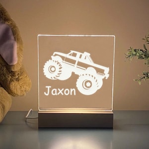 Monster Truck Night Light, Truck Night Light For Kids Room, Nursery Night Light, Personalized Night Light, Kids Night Light, Gift For Kids