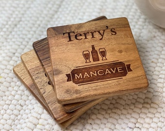 Personalized Wood Coasters Set of 4, Wooden Coasters, Anniversary Gift, Custom Coasters, Christmas Gift, Wedding Gift,