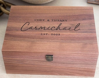 Personalized Walnut Keepsake Box, Wedding Memory Photo Box, Wedding Keepsake Box, Anniversary Gift, Bridal Shower Gift, Gift For Couple