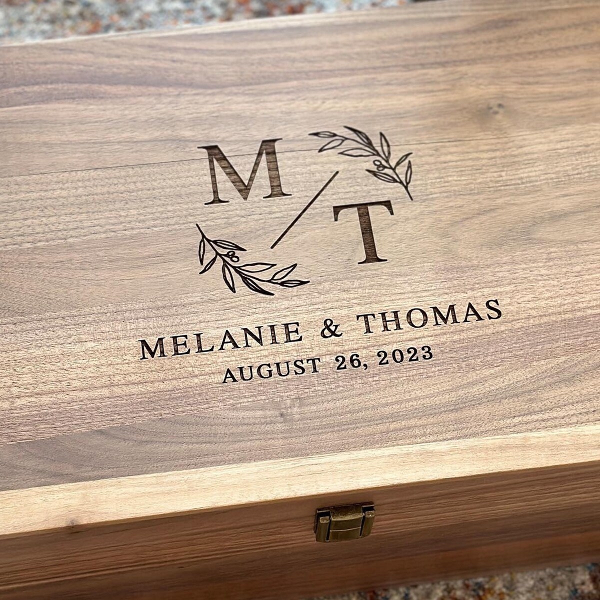 Personalized Walnut Keepsake Box | KB22 design, extra large size