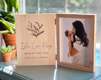 Personalized Baby Photo Frame - Engraved Wooden Frame - Birth Announcement - New Mom Gift - Baby Gift Idea - Baby Shower Gift