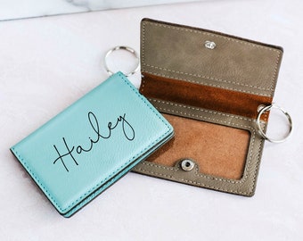 Personalized Keychain Wallet, Custom ID Holder, Leather Wallet, Gift For Daughter