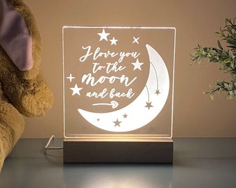 Love You To The Moon and Back Night Light, Kids Bedroom, Nursery Decor, Nursery Night Light, Childs Playroom, Childs Night Light (NL26)