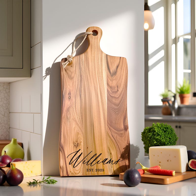 Personalized Acacia Cutting Board, Custom Engraved Charcuterie Board, Wedding Gift for Couple, Housewarming Gift & Christmas Gift immagine 7