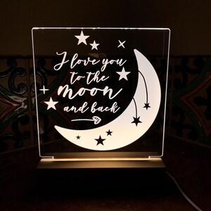 Love You To The Moon and Back Night Light, Kids Bedroom, Nursery Decor, Nursery Night Light, Childs Playroom, Childs Night Light NL26 image 4