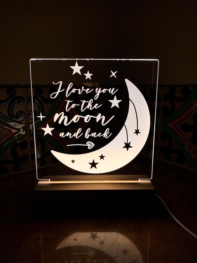 Love You To The Moon and Back Night Light, Kids Bedroom, Nursery Decor, Nursery Night Light, Childs Playroom, Childs Night Light NL26 image 4