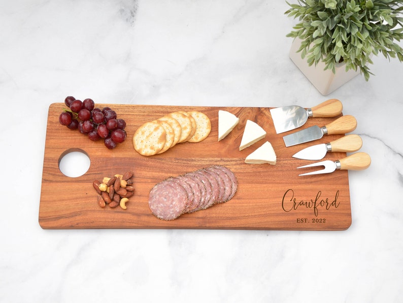 Charcuterie Board, Cheese Board, Serving Plank, Anniversary Gift, Wedding Gift, Housewarming Gift, Serving Board, Couples Gift, New Home image 4