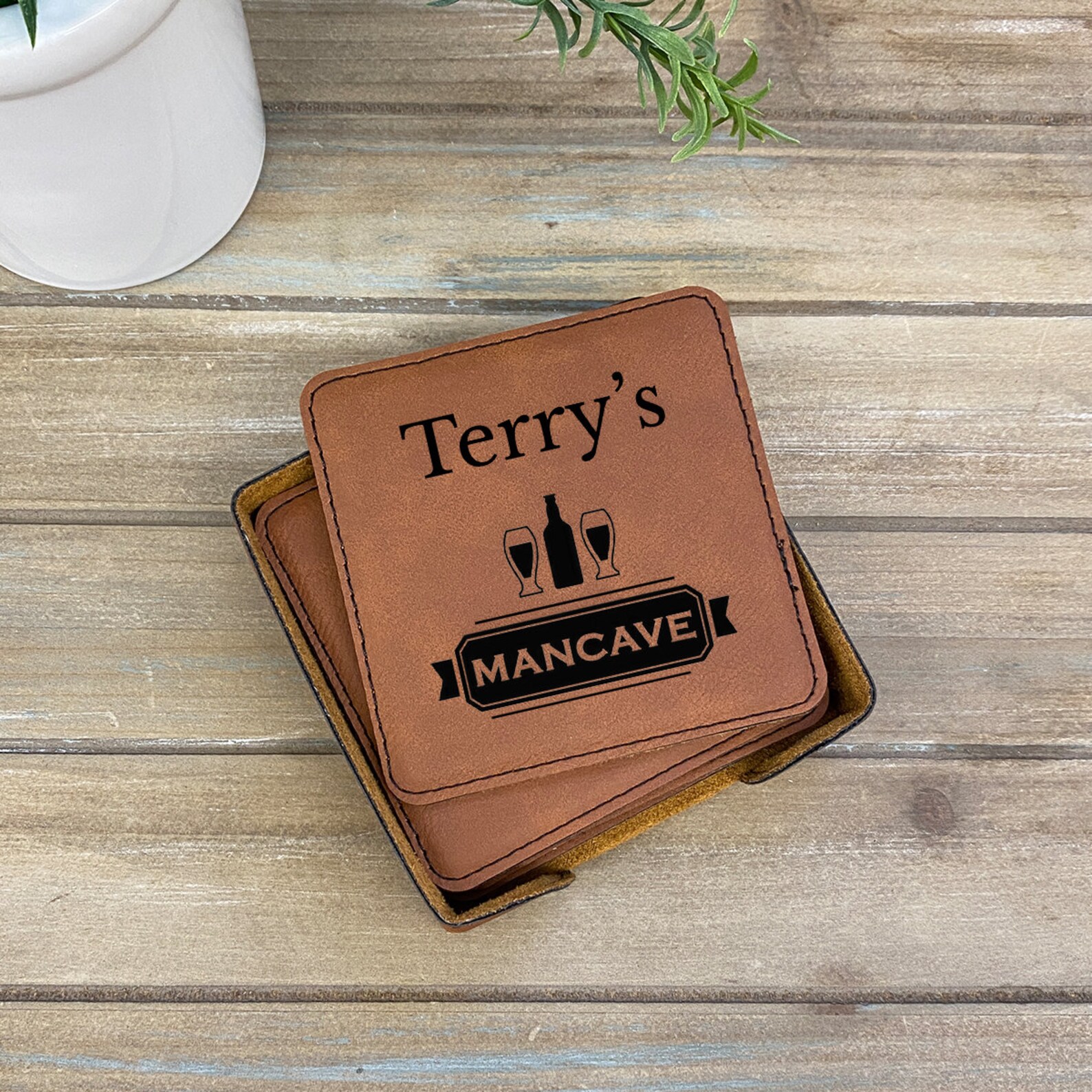 Personalized Coasters Set of 6 Engraved Coasters Man Cave - Etsy