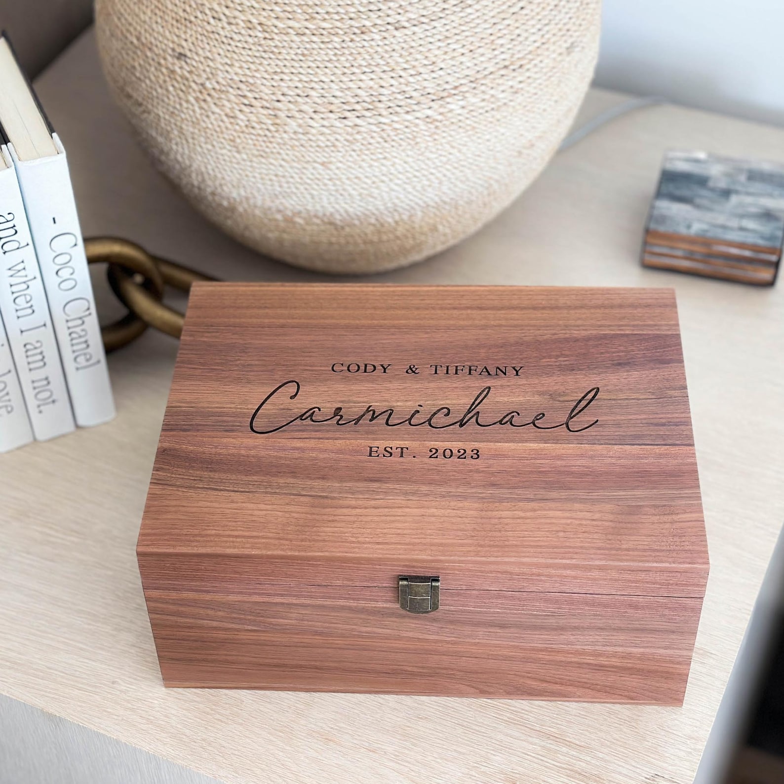 Personalized Walnut Keepsake Box, Wedding Memory Box, Wedding Keepsake Box, Anniversary Gift, Bridal Shower Gift, Gift For Couple - KB9, Extra Large Box