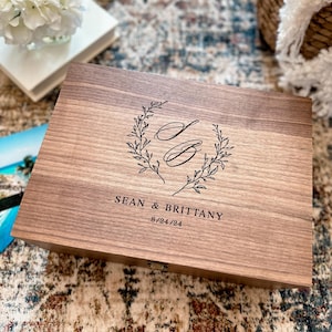 Personalized Walnut Keepsake Box, Wedding Memory Box, Wedding Keepsake Box, Anniversary Gift, Bridal Shower Gift, Gift For Couple image 13