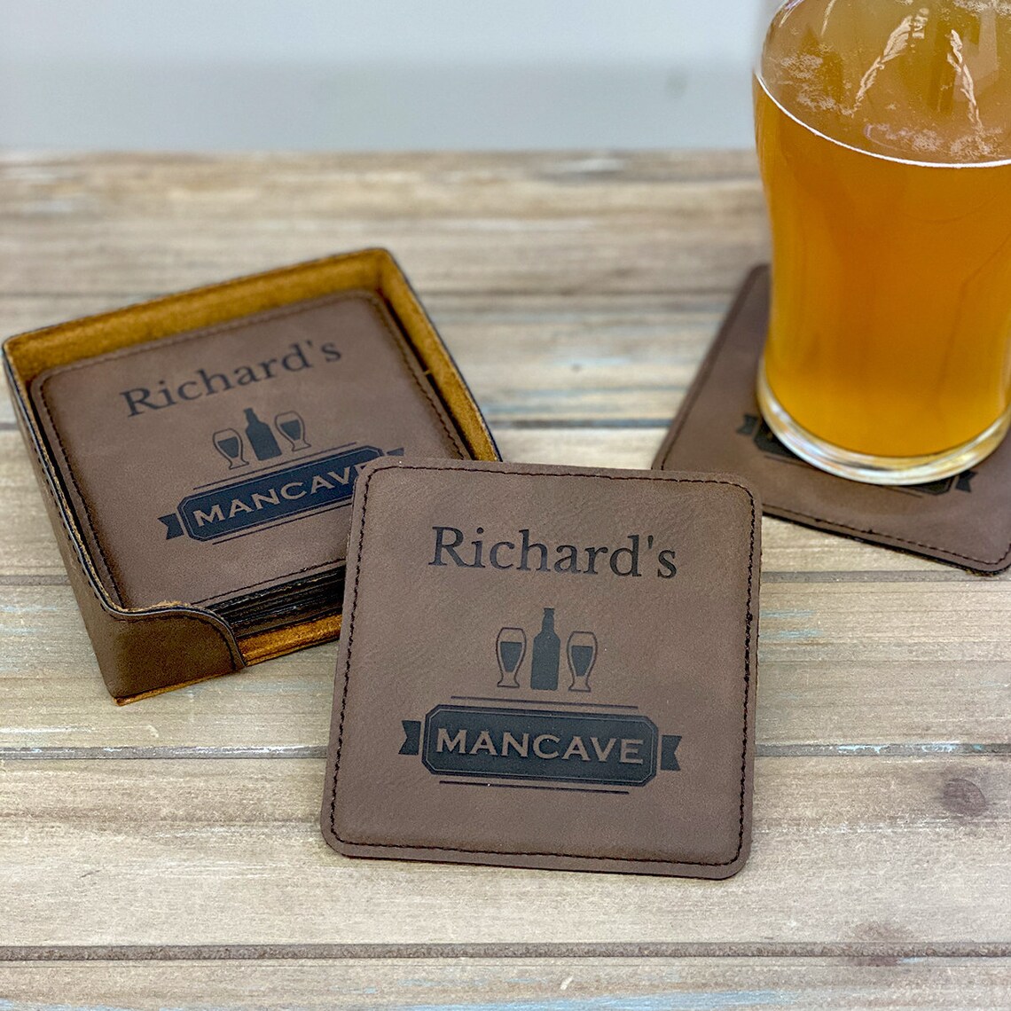 Personalized Coasters Set of 6 Engraved Coasters Man Cave Etsy UK