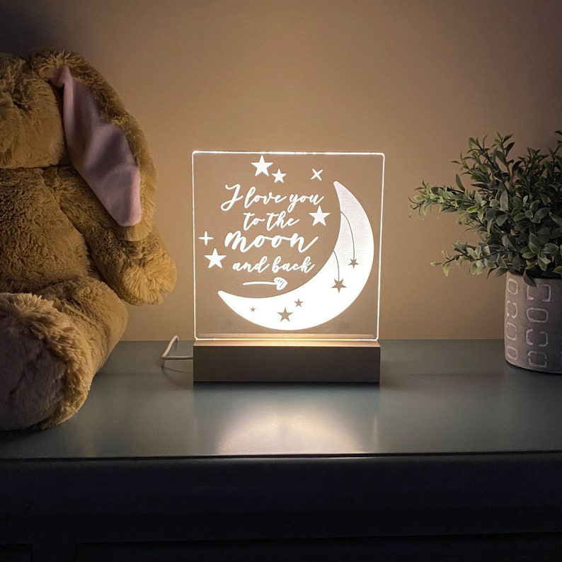 Love You To The Moon and Back Night Light, Kids Bedroom, Nursery Decor, Nursery Night Light, Childs Playroom, Childs Night Light NL26 image 1