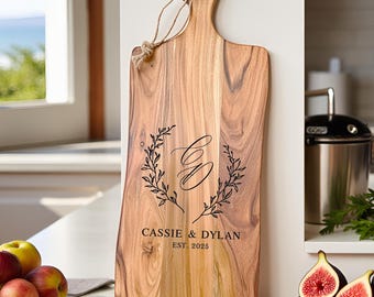 Personalized Acacia Cutting Board, Custom Engraved Charcuterie Board, Wedding Gift for Couple, Housewarming Gift & Christmas Gift