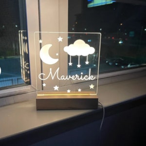 Moon and Stars Night Light, Night Light, Kids Bedroom, Nursery Night Light, Personalized Night Light, Childs Playroom, Gift For Kids image 7