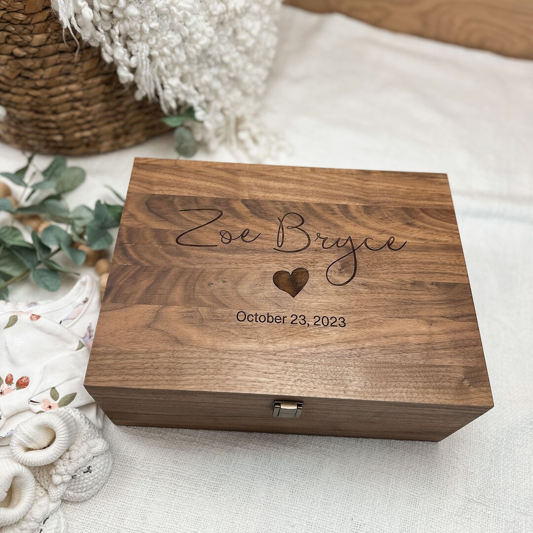 Baby Memory Box, Baby Keepsake Box, Walnut Personalized Keepsake Box, Baby Shower Gift, Gift for
