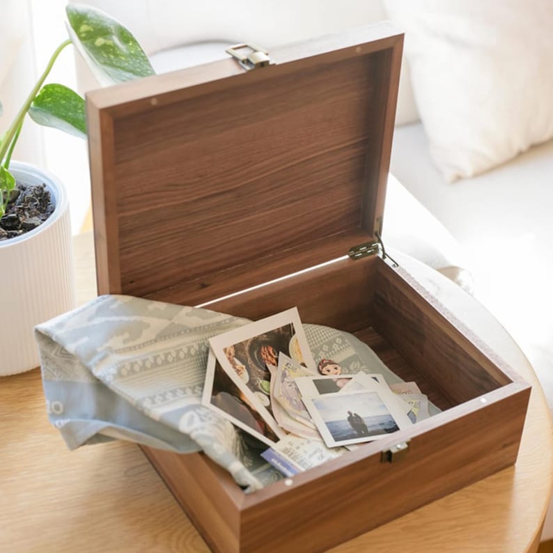 Personalized Walnut Keepsake Box, Wedding Memory Box, Wedding Keepsake Box, Anniversary Gift, Bridal Shower Gift, Gift For Couple image 12