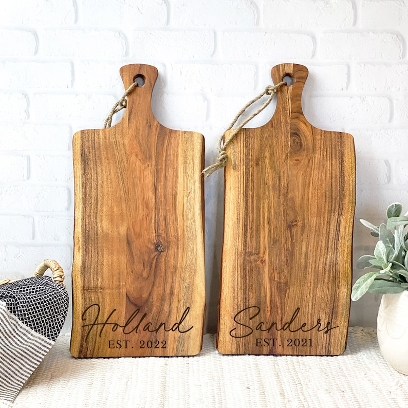 Personalized Cutting Board, Cheese Board, Charcuterie Board, Wedding Gift, Serving Board, Live Edge Cutting Board, Bread Board image 1