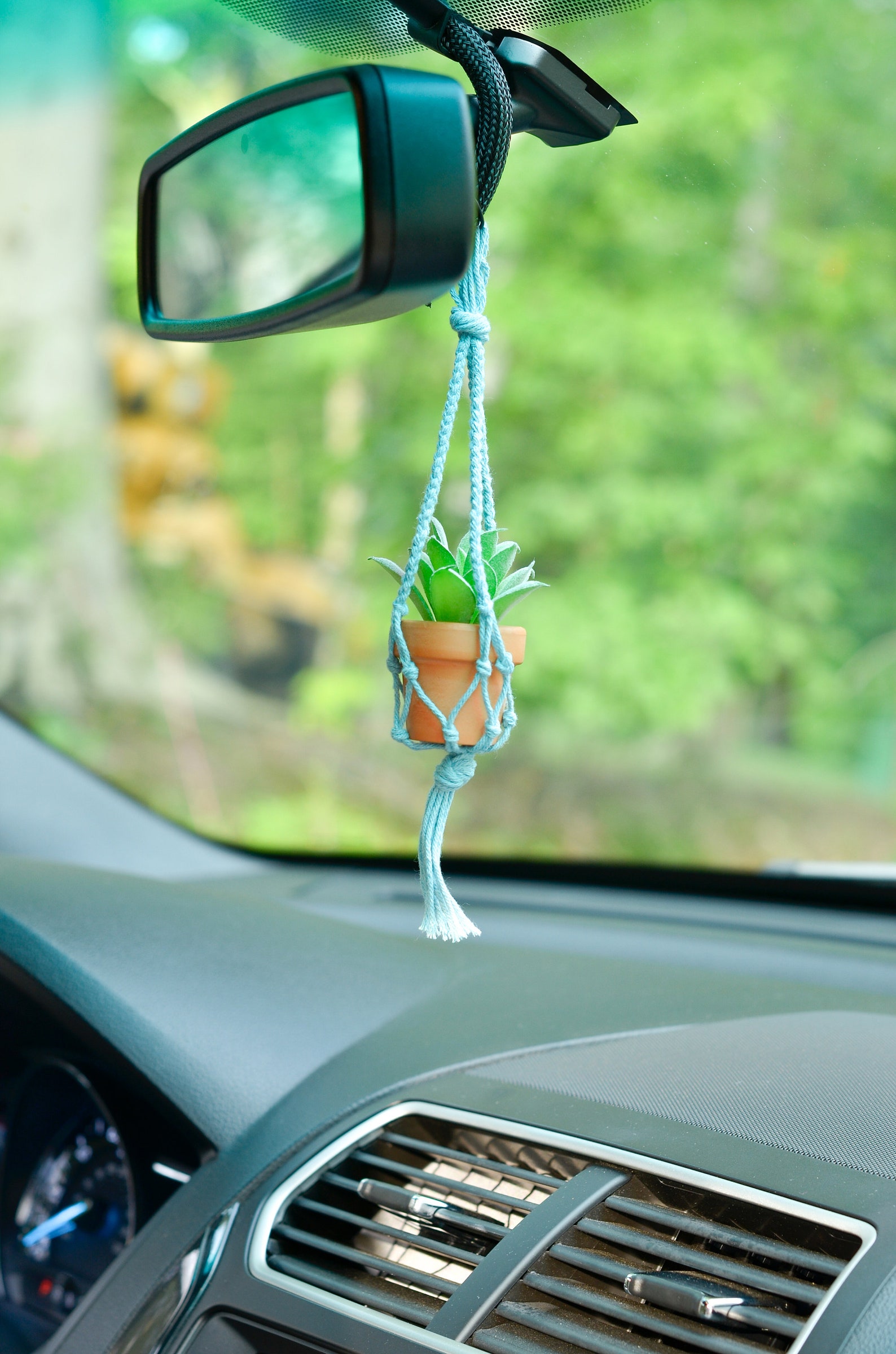 Boho Car Accessories Car Plant Hanger Mini Macrame Faux Etsy