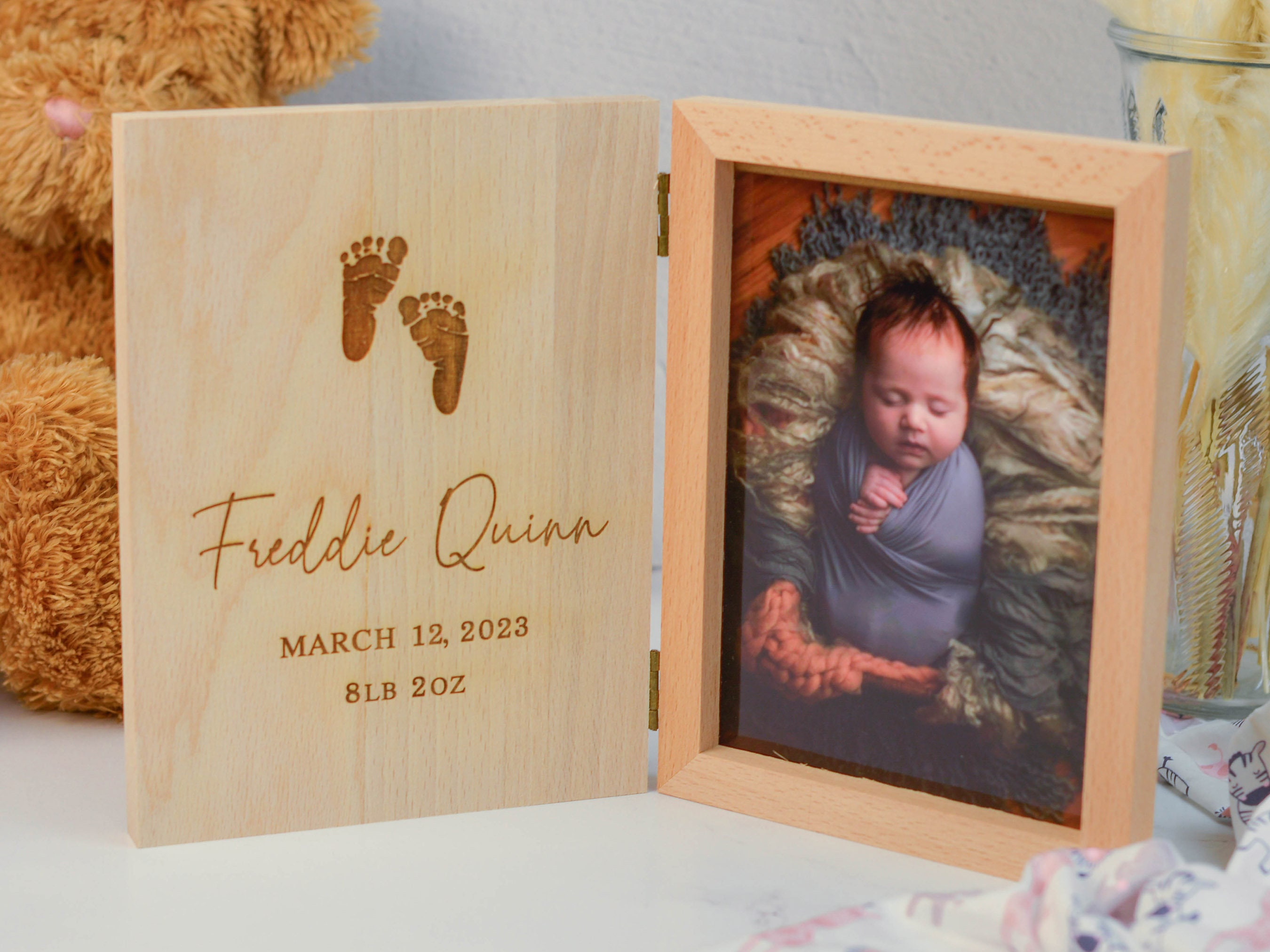 Personalized Baby Photo Frame - Engraved Wooden Frame - Birth ...
