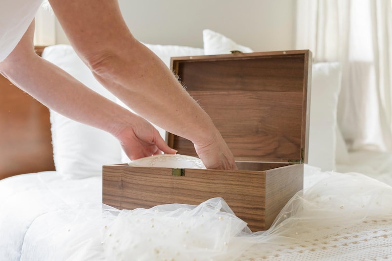 Personalized Walnut Keepsake Box, Wedding Memory Box, Wedding Keepsake Box, Anniversary Gift, Bridal Shower Gift, Gift For Couple image 11