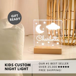 Moon and Stars Night Light, Kids Room Decor, Baby Shower Gift, Nursery Decor, Personalized Night Light, Baby Gift, Gift For Kids
