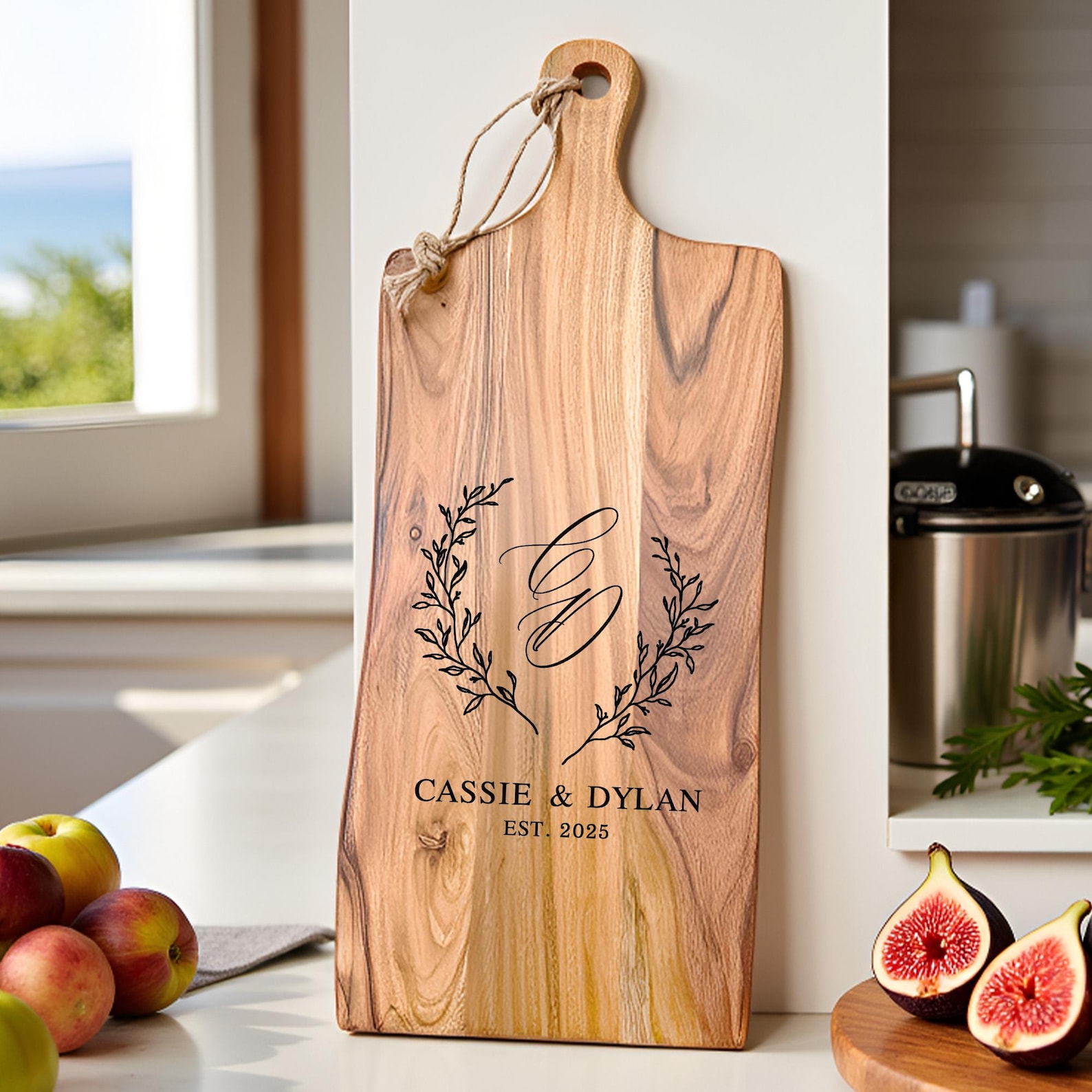 Personalized Acacia Cutting Board, Custom Engraved Charcuterie Board, Wedding Gift for Couple, Housewarming Gift & Christmas Gift - No, LE1