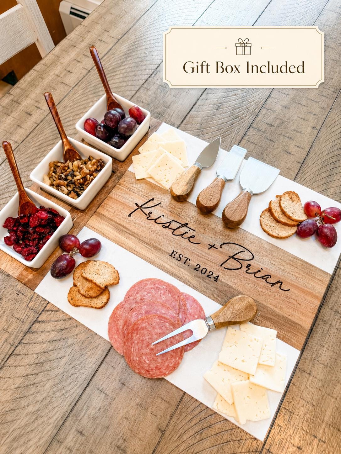 Personalized Handcrafted Acacia Charcuterie Set