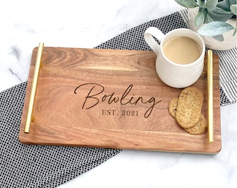 Serving Tray With Handles, Personalized Tray, Perfume Tray, Home Sweet Home Gift, Wood Serving Tray, Custom Serving Tray, Wedding Gift