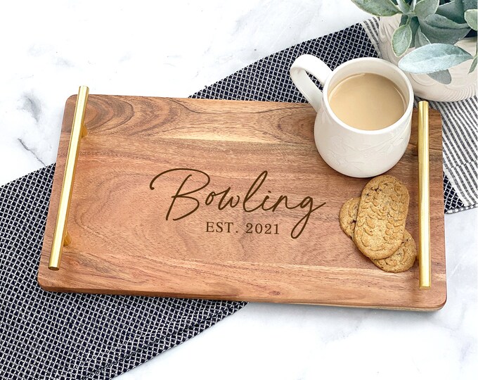 Personalized Wood Tray Wedding Gift Housewarming Gift Etsy