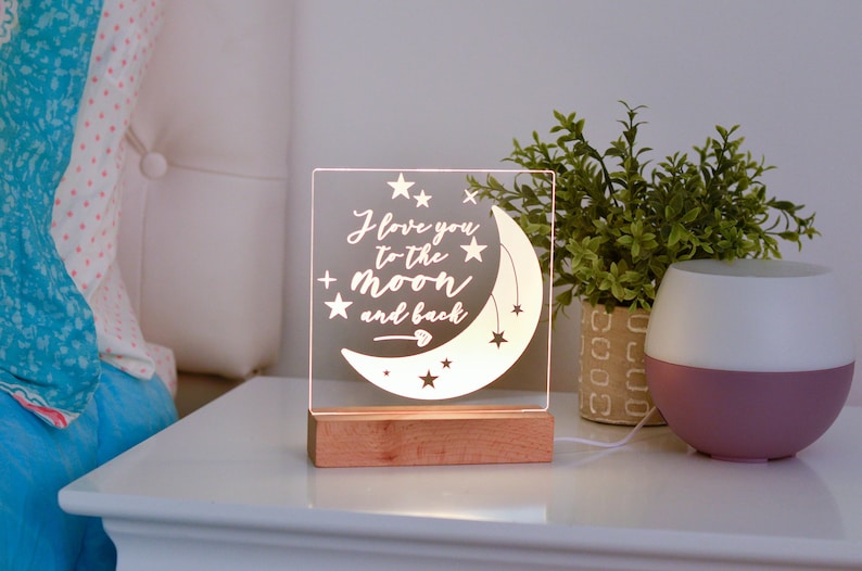 Love You To The Moon and Back Night Light, Kids Bedroom, Nursery Decor, Nursery Night Light, Childs Playroom, Childs Night Light NL26 image 2