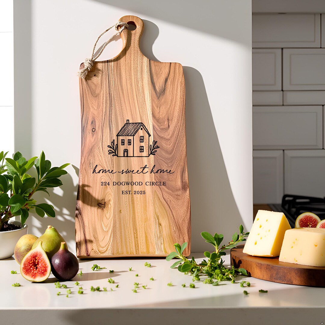 Personalized Cutting Board Housewarming Gift, Custom Engraved Acacia ...