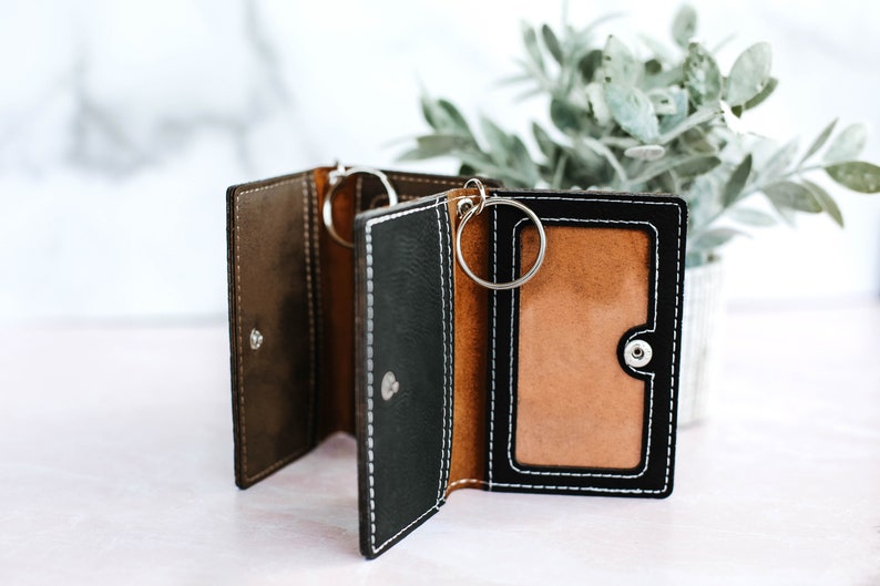 Personalized Keychain Wallet Custom ID Holder Leather Etsy