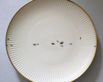 Chitins Gloss - Wall Plate - Vintage Porcelain Handpainted With Ants