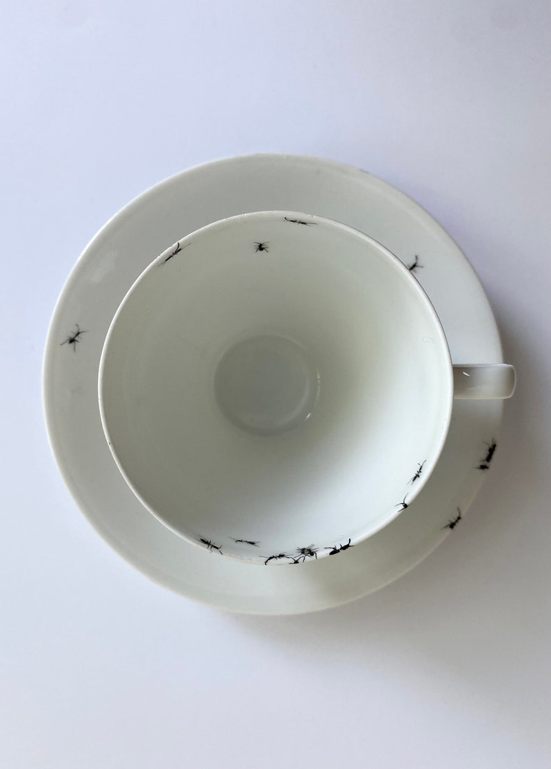 Chitins Gloss Cup Vintage Porcelain Handpainted With Ants image 3