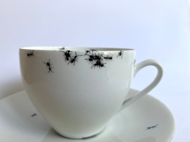 Chitins Gloss Cup Vintage Porcelain Handpainted With Ants image 2